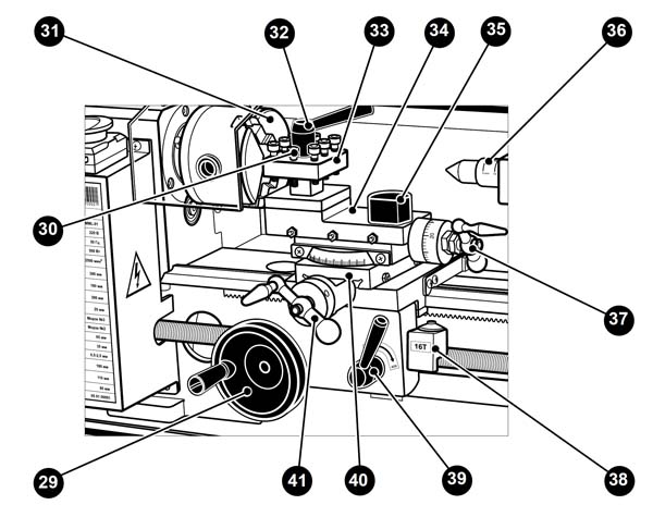 Розташування складових частинин токарного верстата MML-01 MML-01 Розташування складових частинин токарного верстата